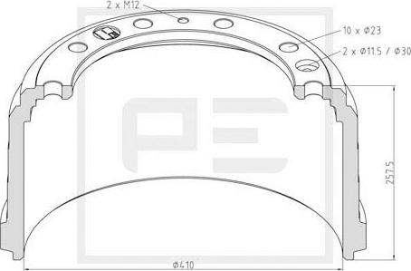 PE Automotive 026.639-00A - Bremžu trumulis ps1.lv