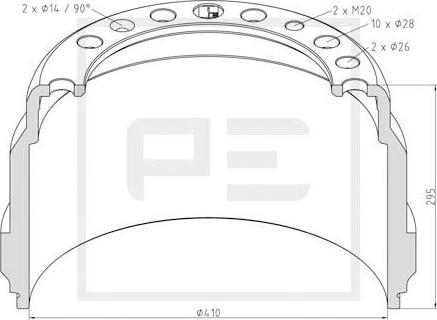 PE Automotive 146.048-00A - Bremžu trumulis ps1.lv