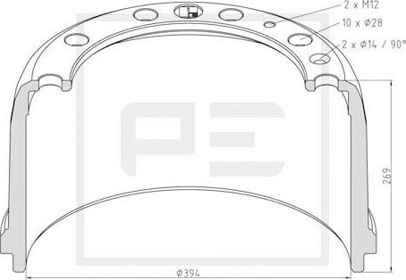 PE Automotive 146.069-00A - Bremžu trumulis ps1.lv