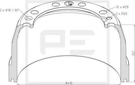 PE Automotive 146.131-00A - Bremžu trumulis ps1.lv