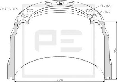 PE Automotive 146.137-00A - Bremžu trumulis ps1.lv