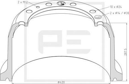 PE Automotive 106.083-00A - Bremžu trumulis ps1.lv