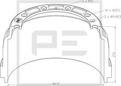 PE Automotive 126.089-00A - Bremžu trumulis ps1.lv