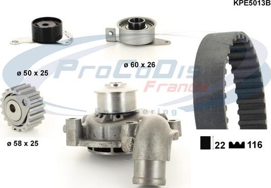 Procodis France KPE5013B - Ūdenssūknis + Zobsiksnas komplekts ps1.lv