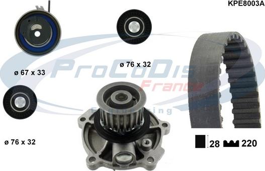 Procodis France KPE8003A - Ūdenssūknis + Zobsiksnas komplekts ps1.lv