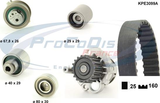 Procodis France KPE3099A - Ūdenssūknis + Zobsiksnas komplekts ps1.lv