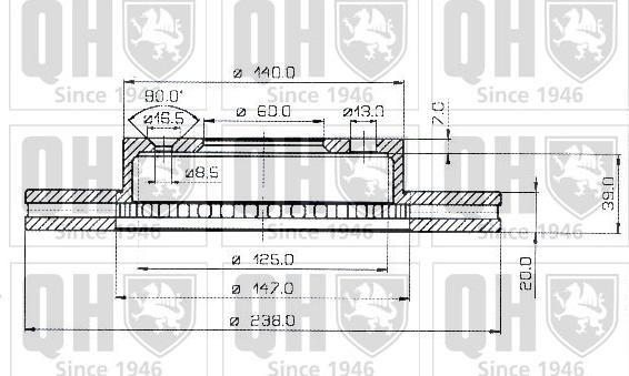 Quinton Hazell BDC3244 - Bremžu diski ps1.lv