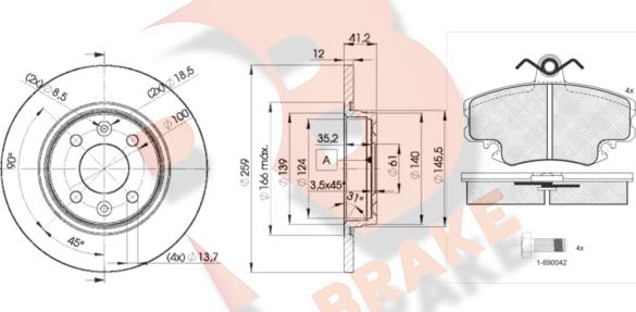 R Brake 3R09934707 - Bremžu komplekts, Disku bremzes ps1.lv