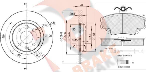 R Brake 3R09933550 - Bremžu komplekts, Disku bremzes ps1.lv