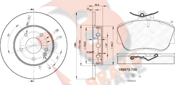 R Brake 3R09733180 - Bremžu komplekts, Disku bremzes ps1.lv