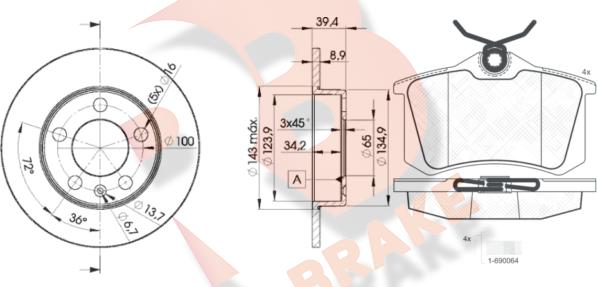 R Brake 3R06975601 - Bremžu komplekts, Disku bremzes ps1.lv