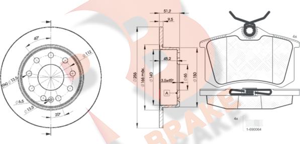 R Brake 3R06975616 - Bremžu komplekts, Disku bremzes ps1.lv