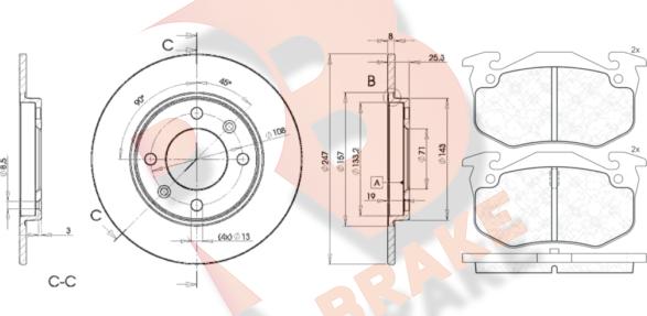 R Brake 3R06494247 - Bremžu komplekts, Disku bremzes ps1.lv