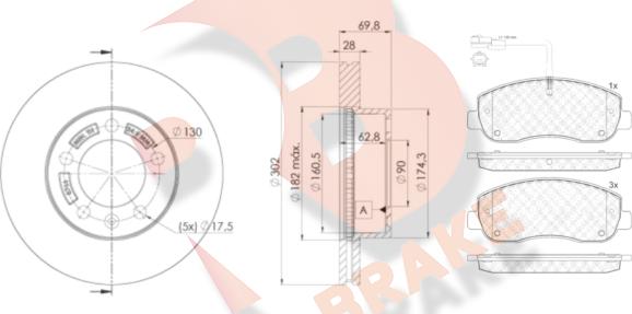 R Brake 3R19998766 - Bremžu komplekts, Disku bremzes ps1.lv