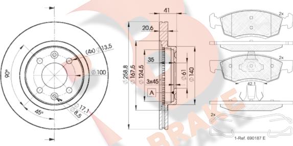 R Brake 3R19243550 - Bremžu komplekts, Disku bremzes ps1.lv