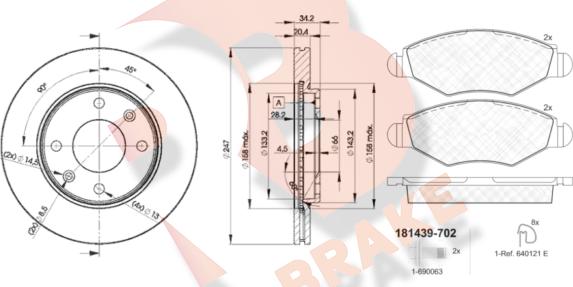 R Brake 3R14394694 - Bremžu komplekts, Disku bremzes ps1.lv