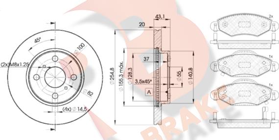 R Brake 3R15872040 - Bremžu komplekts, Disku bremzes ps1.lv