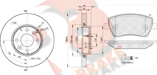 R Brake 3R15347795 - Bremžu komplekts, Disku bremzes ps1.lv