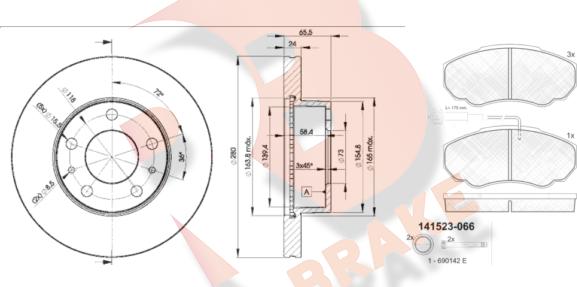 R Brake 3R15234681 - Bremžu komplekts, Disku bremzes ps1.lv