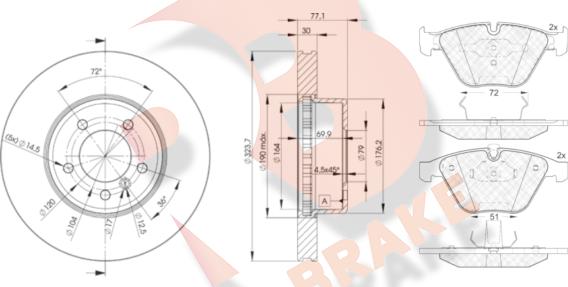 R Brake 3R15773221 - Bremžu komplekts, Disku bremzes ps1.lv