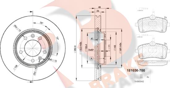 R Brake 3R16564685 - Bremžu komplekts, Disku bremzes ps1.lv