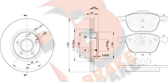 R Brake 3R16173937 - Bremžu komplekts, Disku bremzes ps1.lv