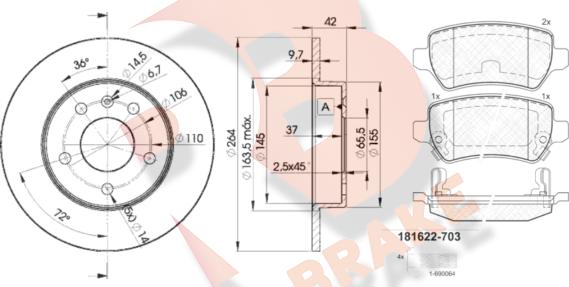 R Brake 3R16229110 - Bremžu komplekts, Disku bremzes ps1.lv