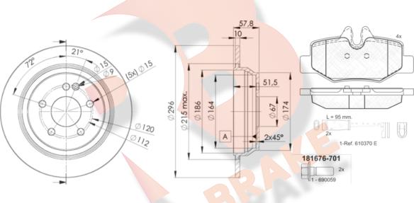 R Brake 3R16760416 - Bremžu komplekts, Disku bremzes ps1.lv