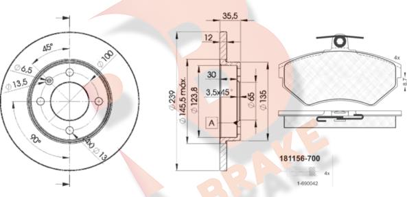 R Brake 3R11563300 - Bremžu komplekts, Disku bremzes ps1.lv