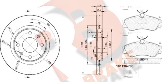 R Brake 3R11364697 - Bremžu komplekts, Disku bremzes ps1.lv