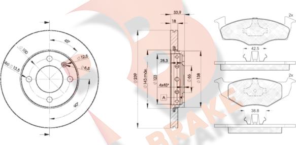 R Brake 3R11785303 - Bremžu komplekts, Disku bremzes ps1.lv