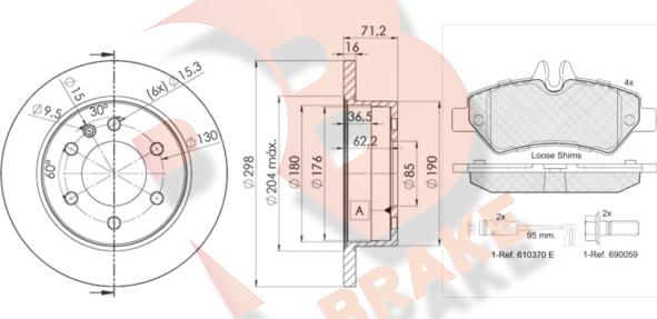 R Brake 3R17870191 - Bremžu komplekts, Disku bremzes ps1.lv