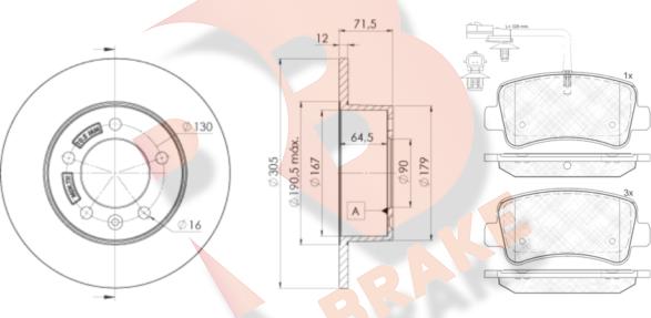 R Brake 3R20018767 - Bremžu komplekts, Disku bremzes ps1.lv