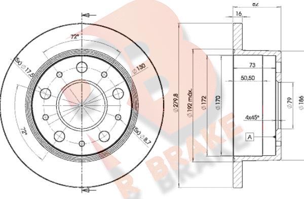 R Brake 78RBD14696 - Bremžu diski ps1.lv