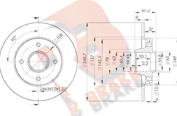 R Brake 78RBD14744 - Bremžu diski ps1.lv