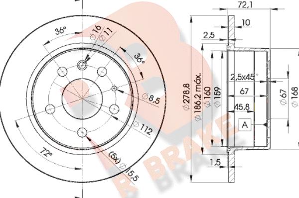 R Brake 78RBD15500 - Bremžu diski ps1.lv