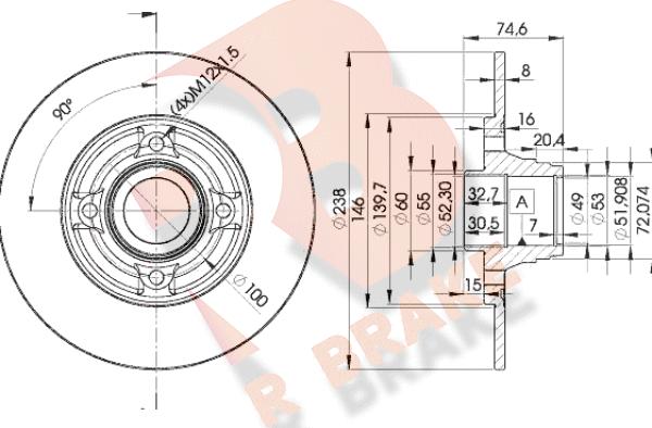 R Brake 78RBD15006 - Bremžu diski ps1.lv