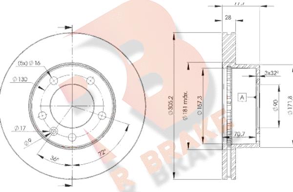 R Brake 78RBD16848 - Bremžu diski ps1.lv