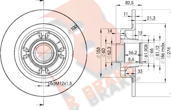 R Brake 78RBD16328 - Bremžu diski ps1.lv