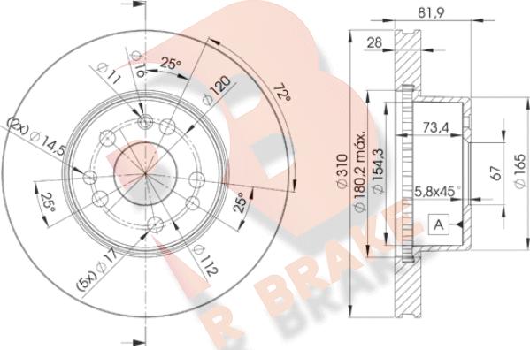 R Brake 78RBD10312 - Bremžu diski ps1.lv