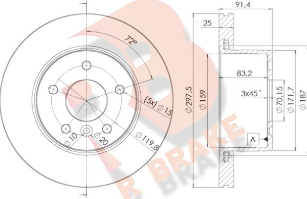 R Brake 78RBD10380 - Bremžu diski ps1.lv