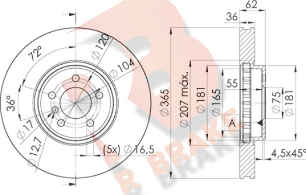 R Brake 78RBD11982 - Bremžu diski ps1.lv