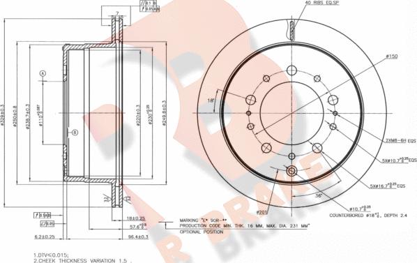 R Brake 78RBD11264 - Bremžu diski ps1.lv