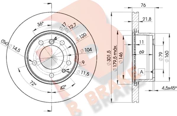 R Brake 78RBD18040 - Bremžu diski ps1.lv