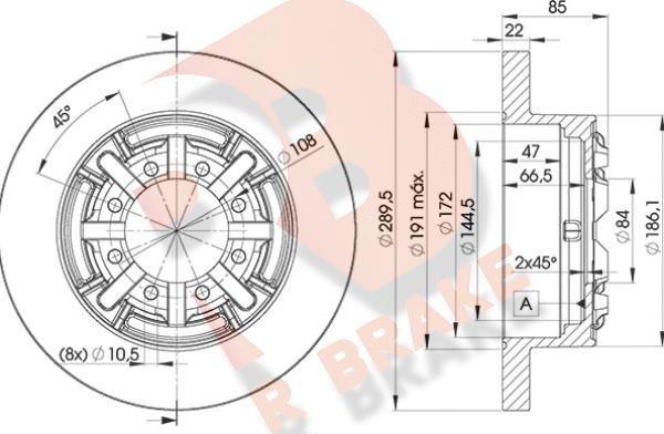 R Brake 78RBD18773 - Bremžu diski ps1.lv