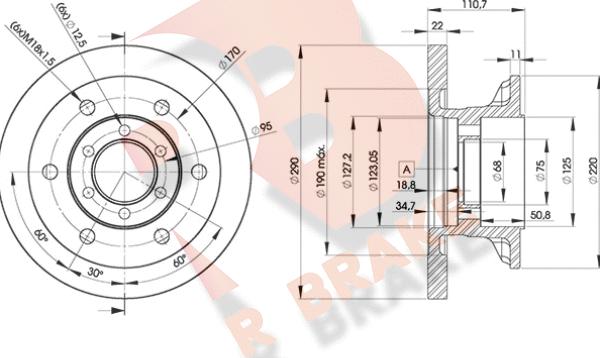 R Brake 78RBD18772 - Bremžu diski ps1.lv