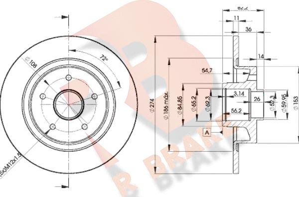 R Brake 78RBD12236 - Bremžu diski ps1.lv