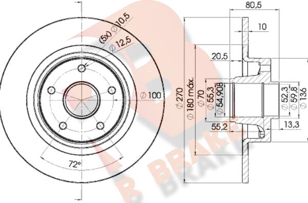 R Brake 78RBD17898 - Bremžu diski ps1.lv