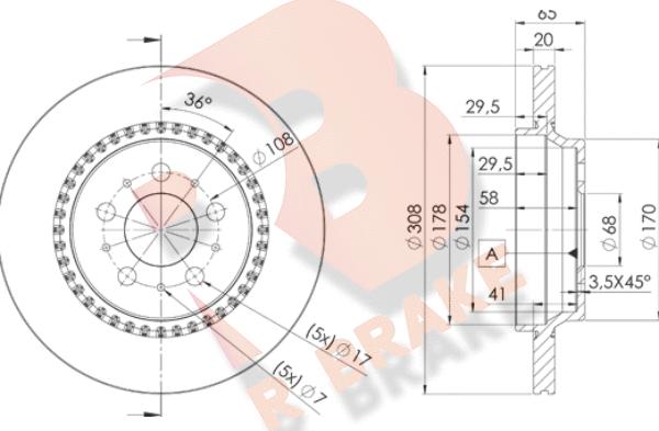 R Brake 78RBD17302 - Bremžu diski ps1.lv