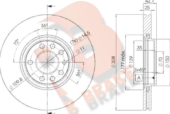 R Brake 78RBD29061 - Bremžu diski ps1.lv